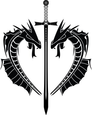 Dragons and sword clipart