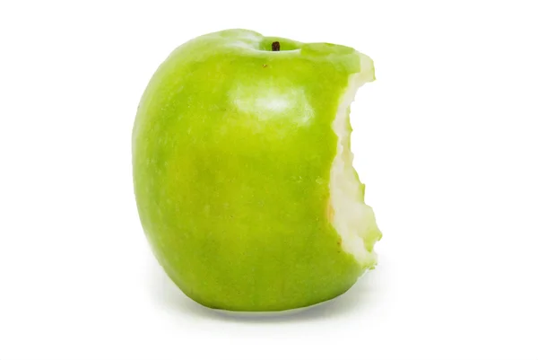Bitten grönt äpple — Stockfoto