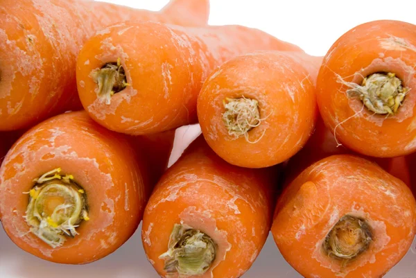 胡萝卜白色背景上的新鲜蔬菜组 — 图库照片