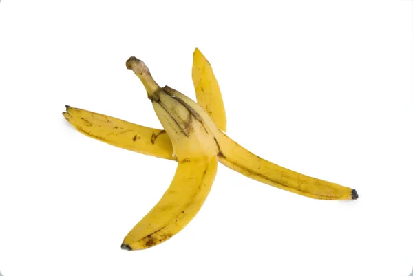Banánové slupce izolovaných na bílém pozadí — Stock fotografie
