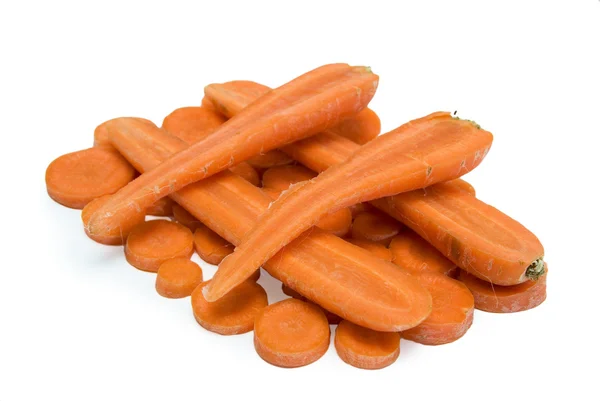 Tranches de carottes isolées sur fond blanc — Photo