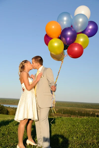 Kissing wedding pair — Stock Photo, Image