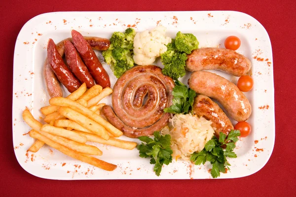 Sausage and potatoes — Stock Photo, Image
