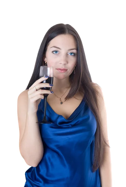 一杯葡萄酒杯的女孩 — 图库照片