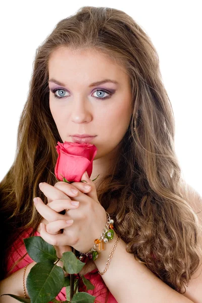 Κορίτσι με ένα τριαντάφυλλο — Φωτογραφία Αρχείου