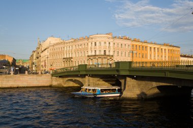 Boat under bridge clipart