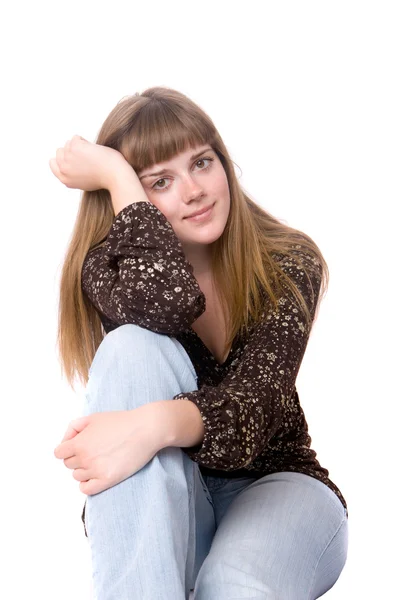Portrét sedící dívka — Stock fotografie