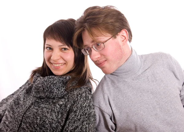 Kadın ve erkek birbirlerine omuz leant — Stok fotoğraf