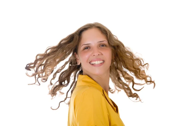Dívka s dlouhými kudrnatými vlasy — Stock fotografie