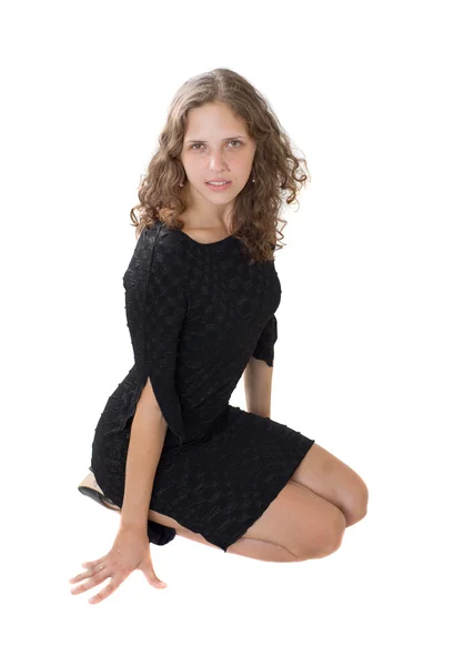 Girl in a black dress — Stock Photo, Image