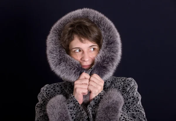 A nő egy kabát — Stock Fotó