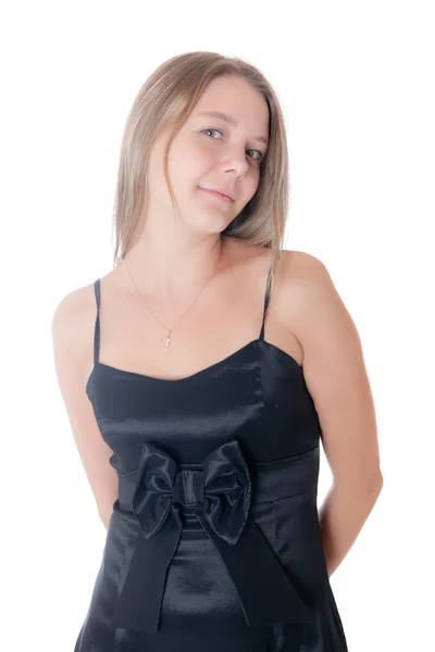 Девушка в черном платье — стоковое фото