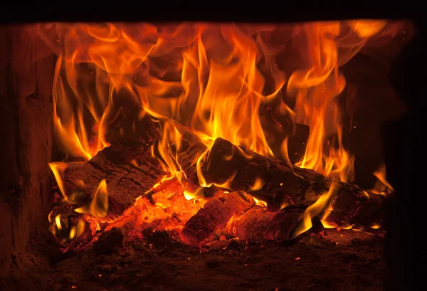 Oheň v peci — Stock fotografie