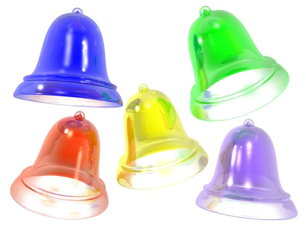 3D barevné sklo zvony na bílé — Stock fotografie zdarma