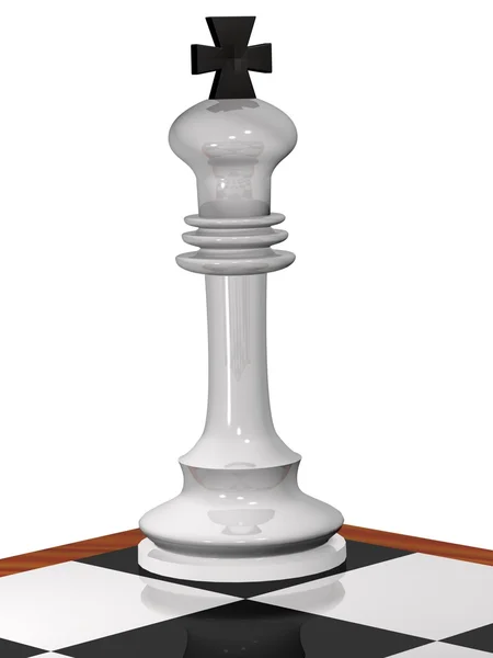 3 d の追いつめられたチェス白王 — ストック写真