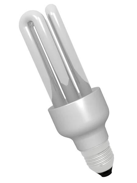 3D-energiebesparende lamp op wit — Stockfoto