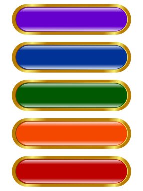 Set of vector colored, long button clipart