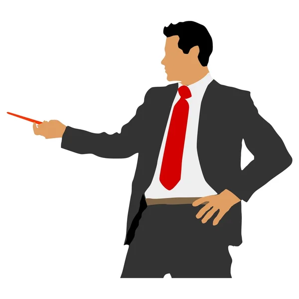 Homme d'affaires avec pointeur — Image vectorielle