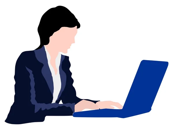 Femeie de afaceri cu laptop — Vector de stoc