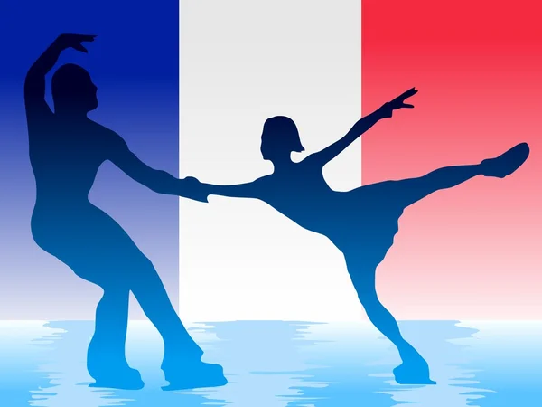 Schlittschuhlaufen auf französischer Flagge Hintergrund — kostenloses Stockfoto