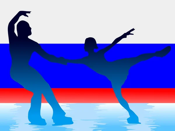 Patinage sur fond de drapeau russe — Image vectorielle