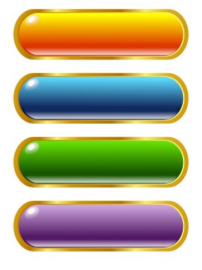 Set of vector colored, long button clipart