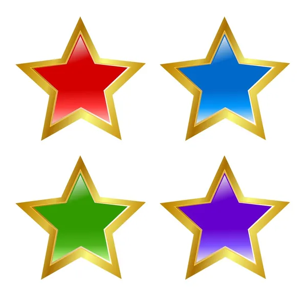 Set of colored buttons in star shape — Stock Vector