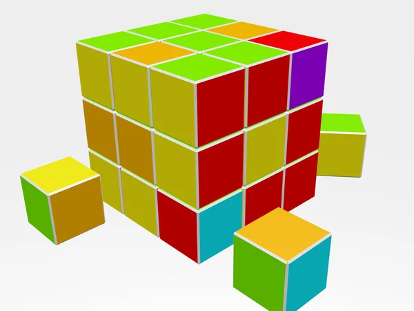 Abstracte 3d illustratie van kubus — Gratis stockfoto