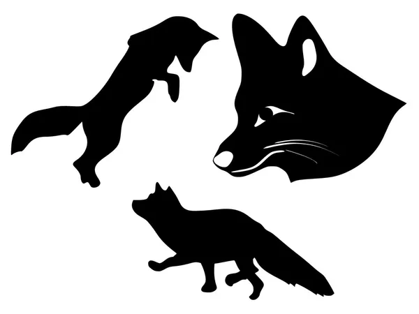 Silhueta de raposas — Vetor de Stock