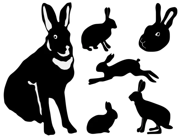 Силуэты кроликов — стоковый вектор