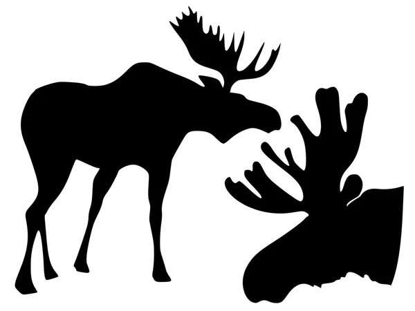 Silhouette of moose — Stock Vector
