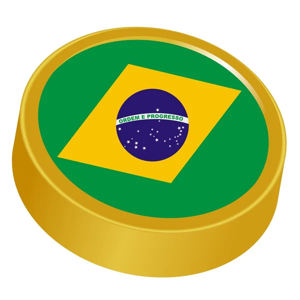 ブラジルの色で 3 d ボタン — ストックベクタ