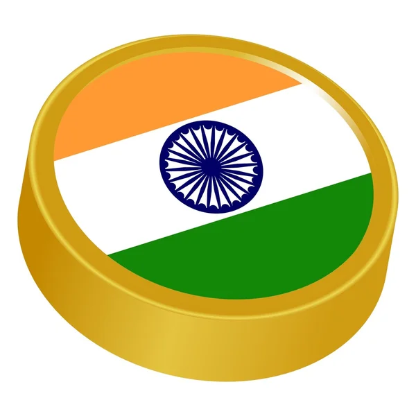 3D κουμπί σε χρώματα της Ινδίας — Διανυσματικό Αρχείο