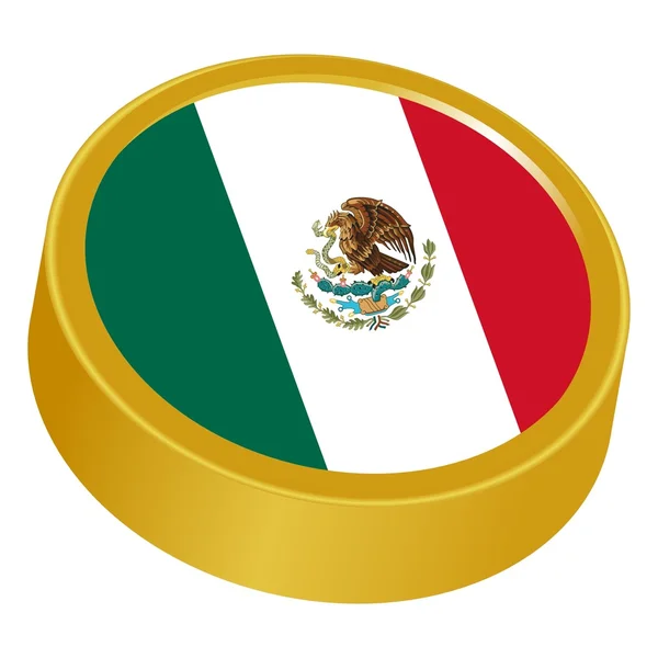 3D κουμπί στα χρώματα του Μεξικού — Διανυσματικό Αρχείο