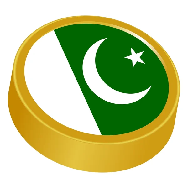 3D κουμπί στα χρώματα του Πακιστάν — Διανυσματικό Αρχείο