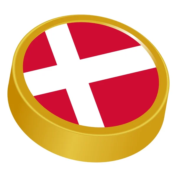3D κουμπί σε χρώματα της Δανίας — Διανυσματικό Αρχείο