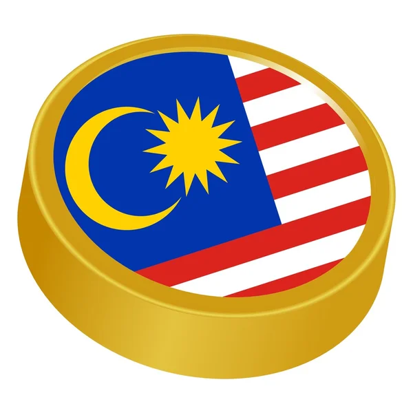 Botón 3d en colores de Malasia — Vector de stock