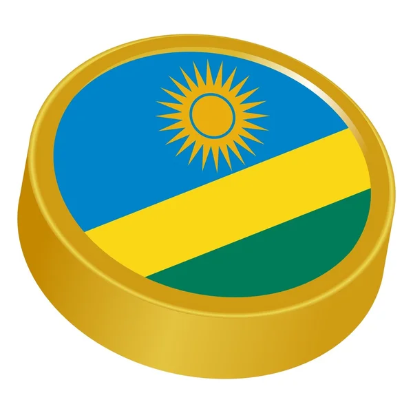 Przycisk 3D w kolorach Rwandy — Wektor stockowy