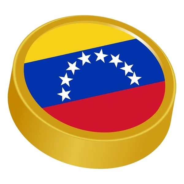 3D κουμπί σε χρώματα της Βενεζουέλας — Διανυσματικό Αρχείο