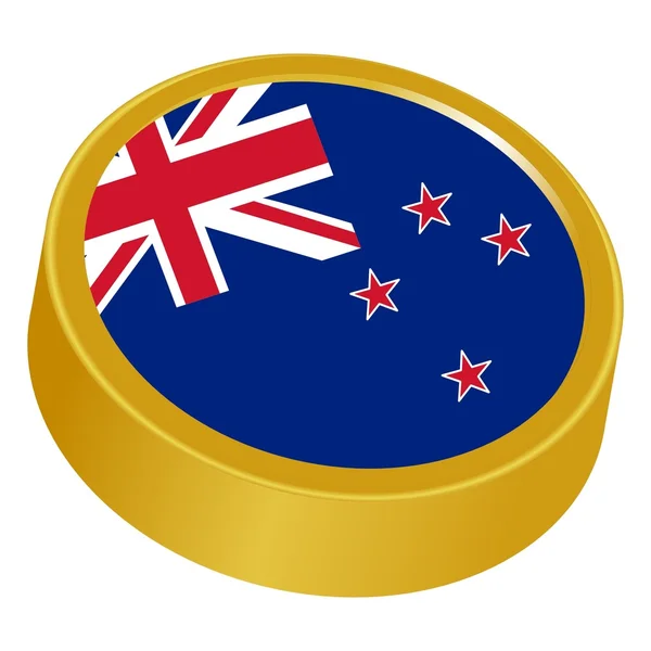 3D κουμπί στα χρώματα της Νέας Ζηλανδίας — Διανυσματικό Αρχείο