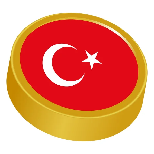 3D кнопка в цветах Турции — стоковый вектор