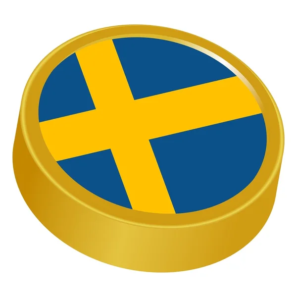 Botón 3d en colores de Suecia — Vector de stock