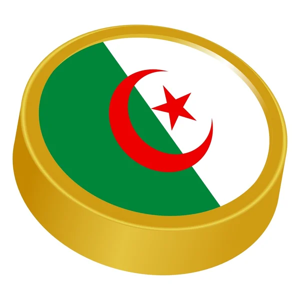 アルジェリアの色で 3 d ボタン — ストックベクタ