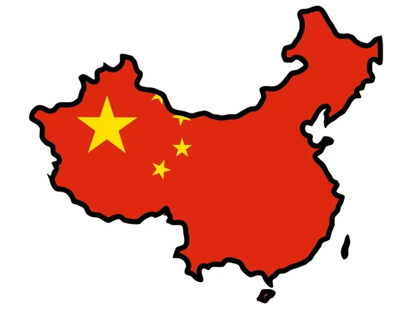 Mapa v barvách Číny — Stockový vektor
