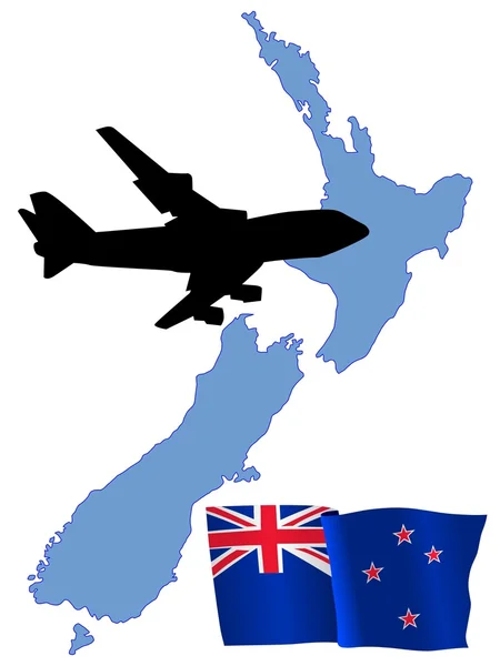 Πέταξε με στη Νέα Ζηλανδία. — Διανυσματικό Αρχείο