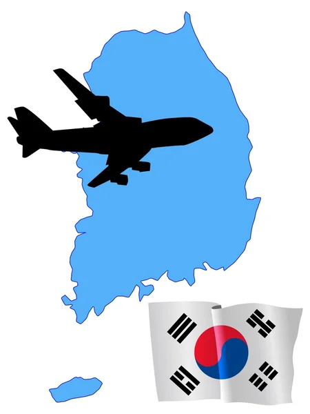 비행기를 타고 한국으로 가다 — 스톡 벡터
