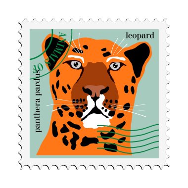 Vector stamp with leopard clipart