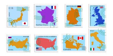 Set vector stamps of G8 countries clipart