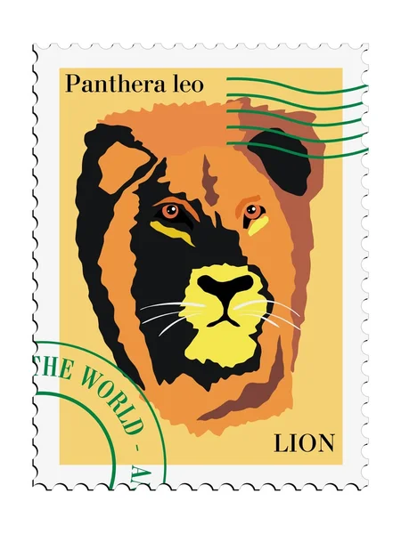 矢量邮票与狮子 — 图库矢量图片