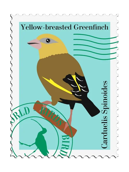 Vektorové známka s prsy žlutý Zvonek zelený — Stockový vektor